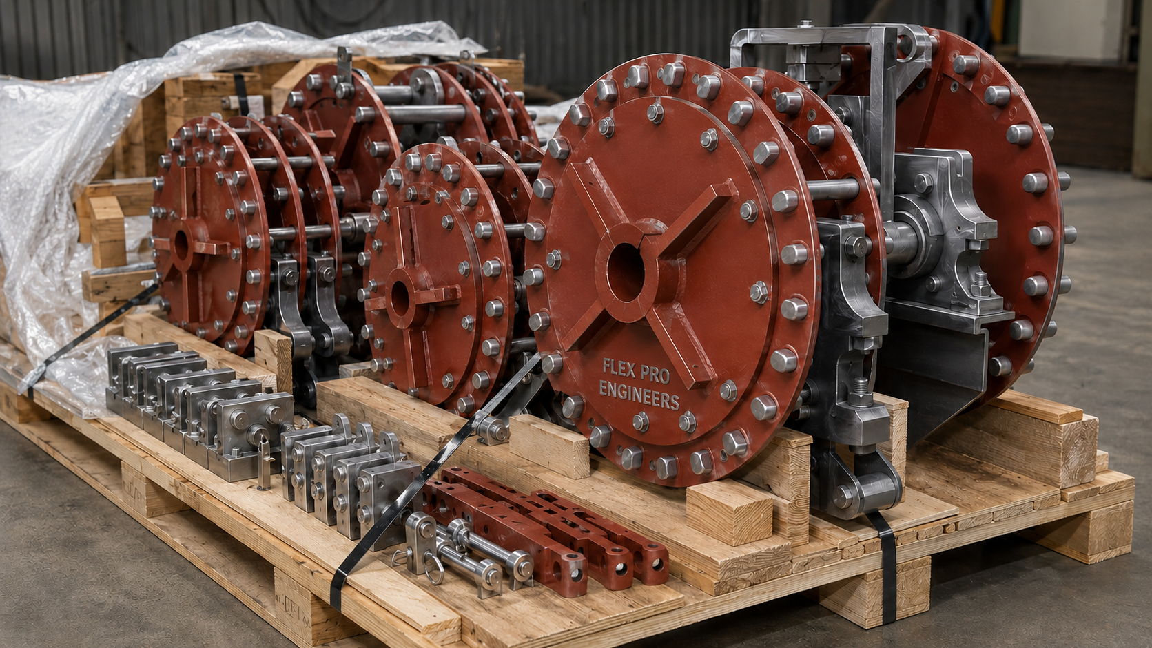 Flex Pro ESP pin wheel arrangements and components ready for dispatch